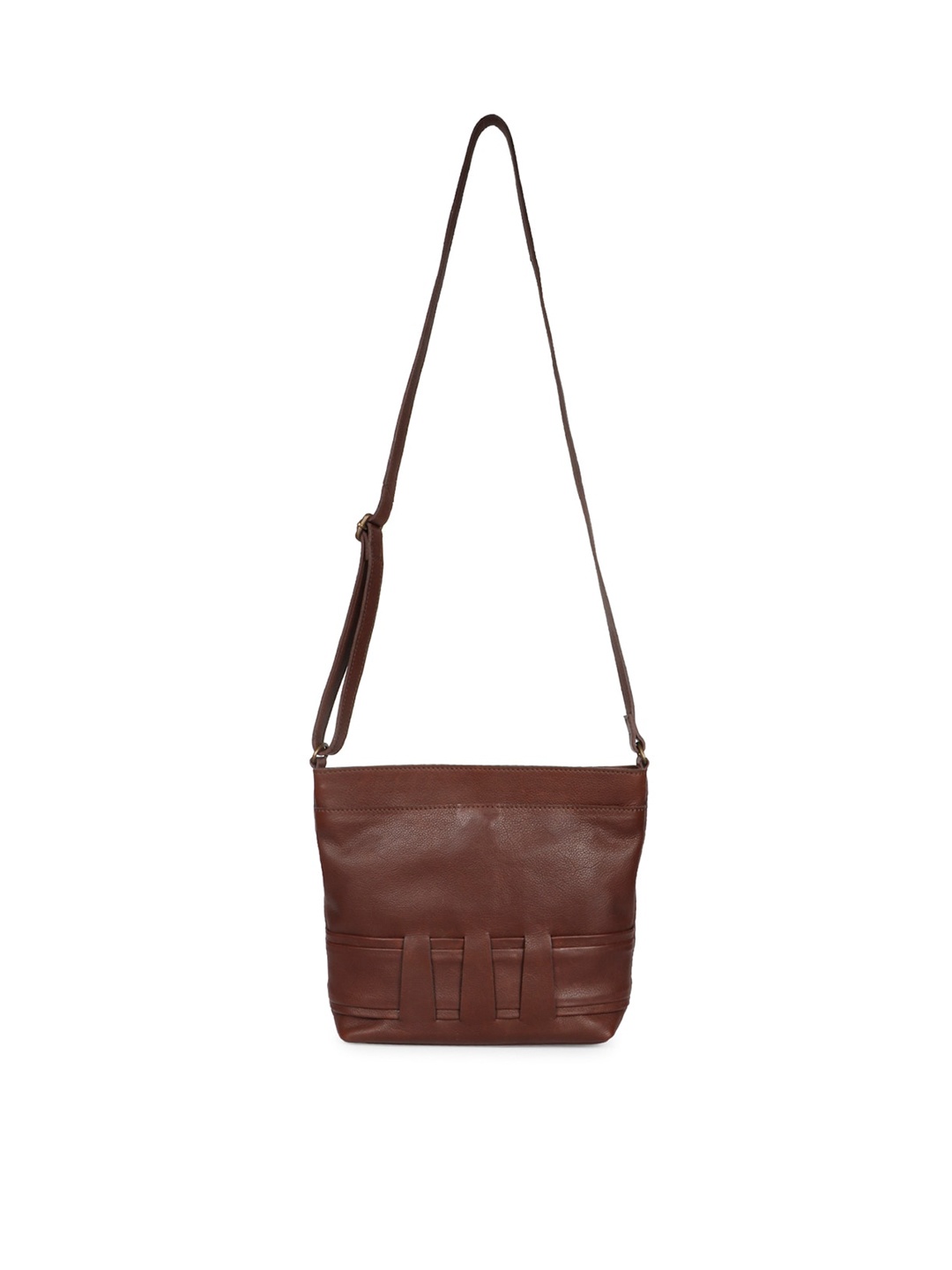 

Saint G Textured Leather Structured Sling Bag, Coffee brown