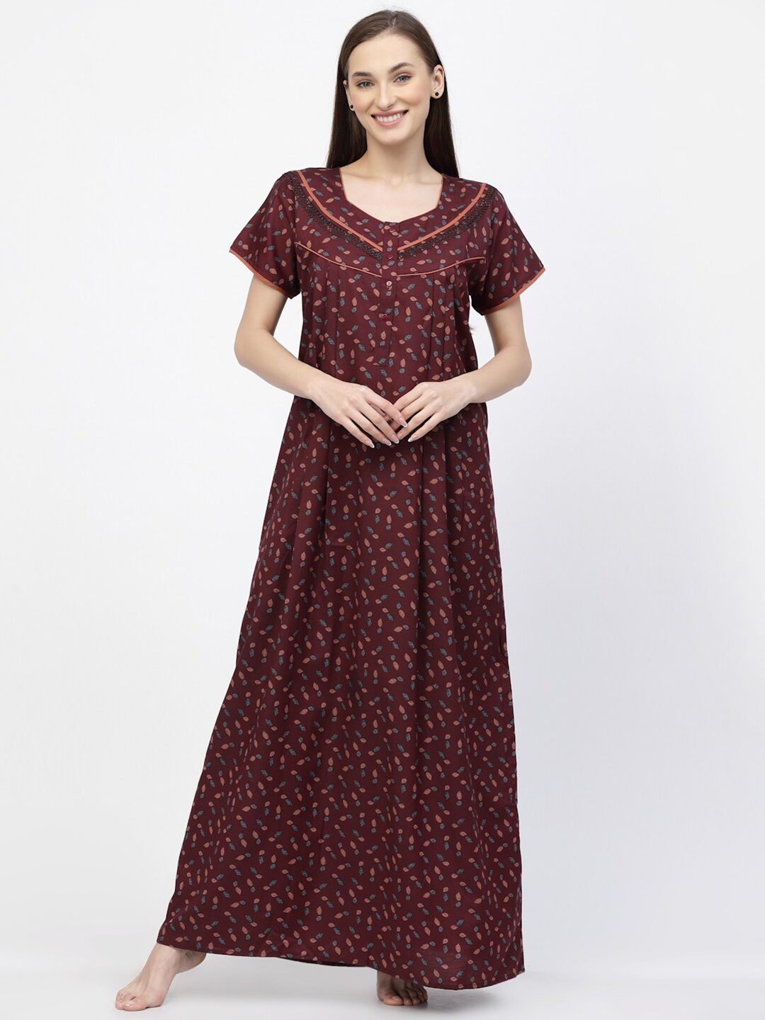 

Sweet Dreams Floral Printed Maxi Nightdress, Maroon