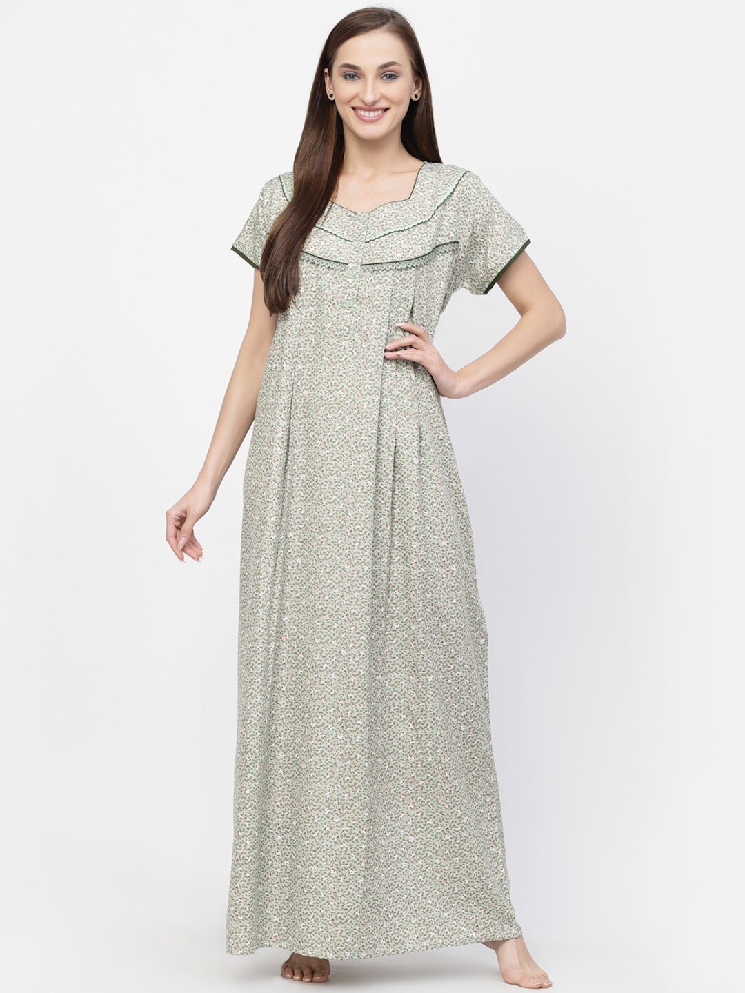 

Sweet Dreams Floral Printed Maxi Nightdress, Green