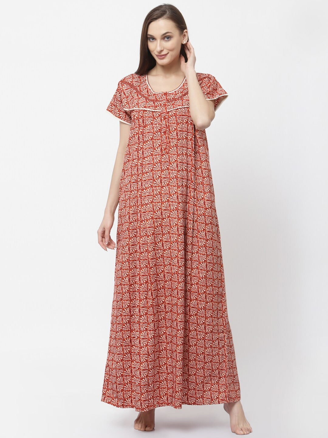 

Sweet Dreams Floral Printed Maxi Nightdress, Rust