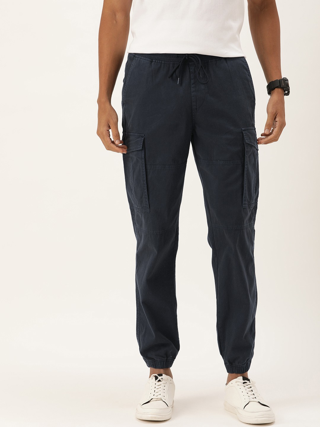 

Bene Kleed Cotton Lycra Cargo Pocket Joggers, Navy blue