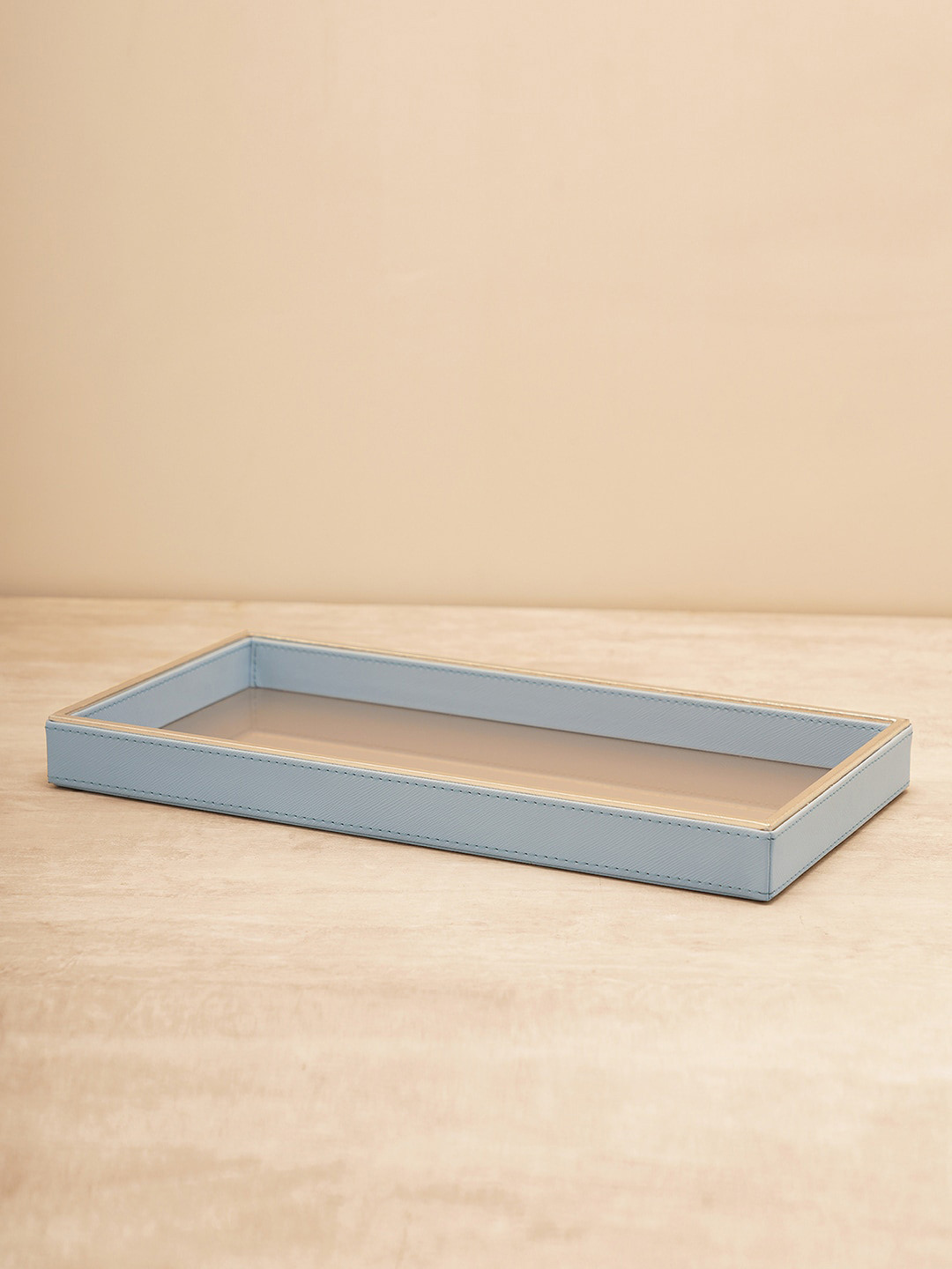

Pure Home and Living Blue Faux Leather Rectangular Tray