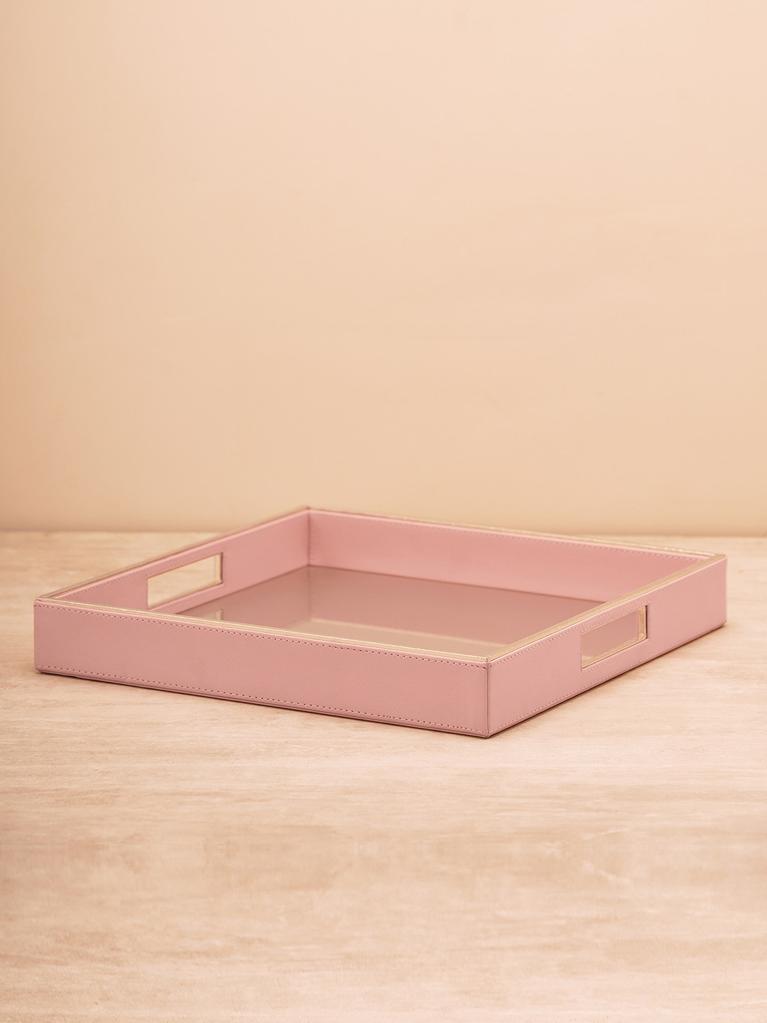 

Pure Home and Living Pink Faux Leather Serving Tray