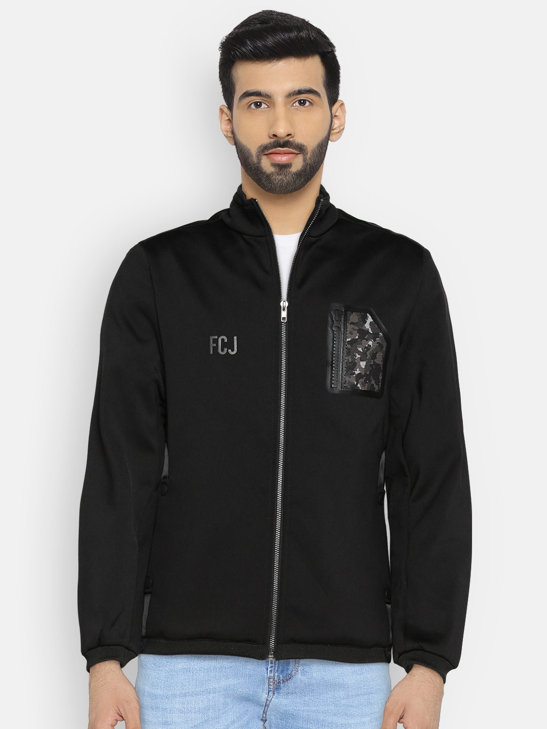 

Fort Collins Men Black Solid Bomber Jacket
