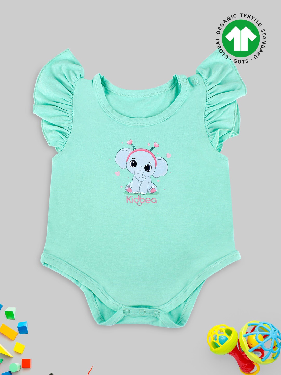 

Kidbea Infant Girls Graphic Printed Bamboo Bodysuit, Green