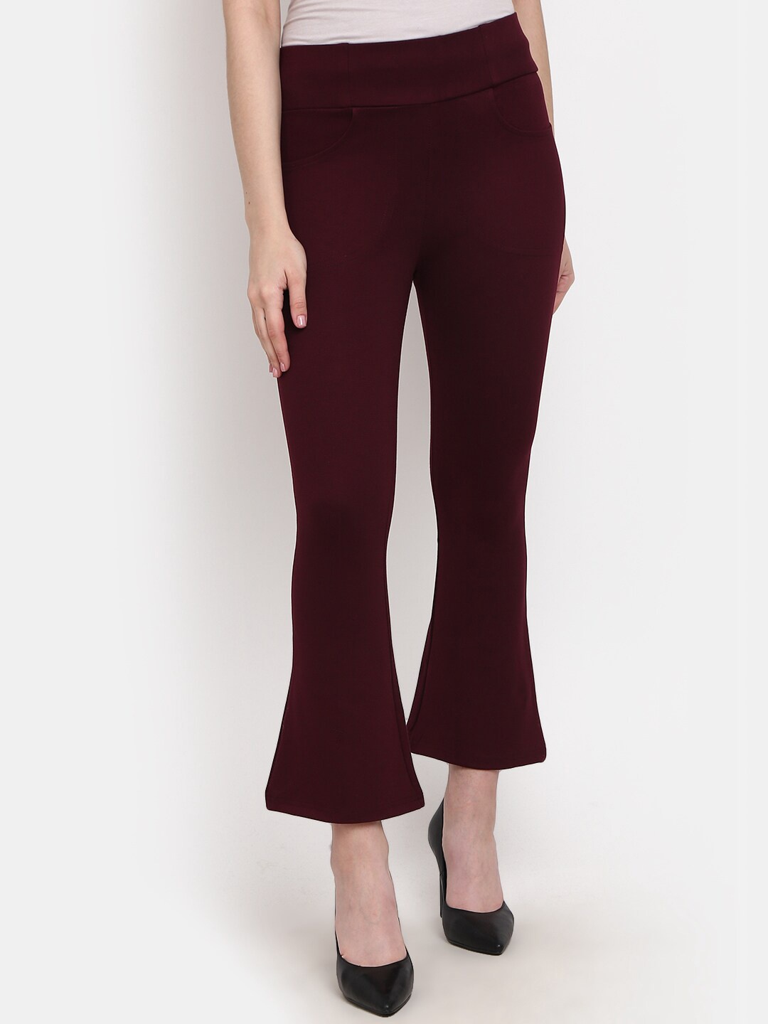 

V-Mart Women Regular Fit Cotton Jeggings, Burgundy