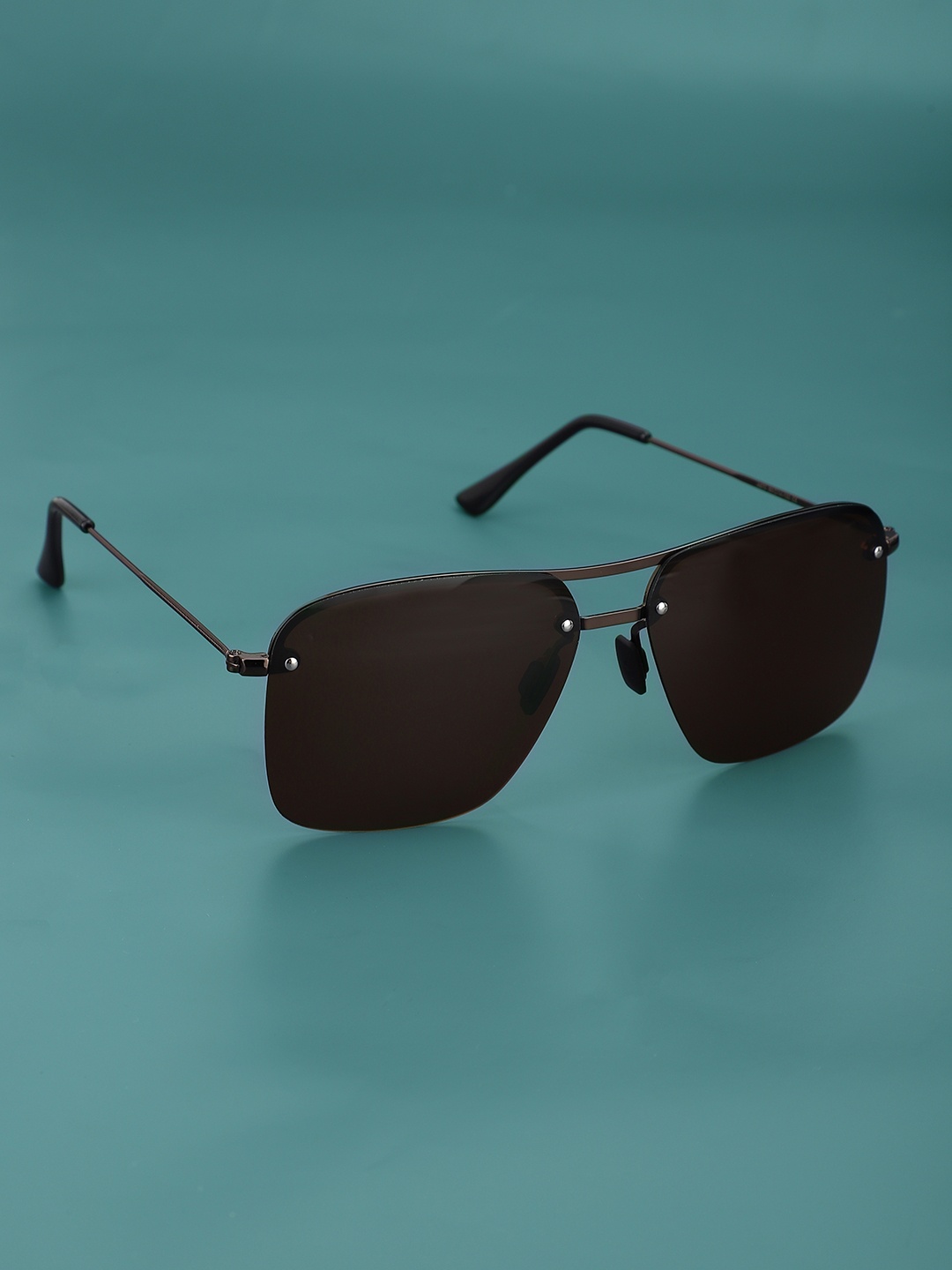 

Carlton London Premium Rectangle Sunglasses With Polarised & UV Protected Lens CLSM111, Brown