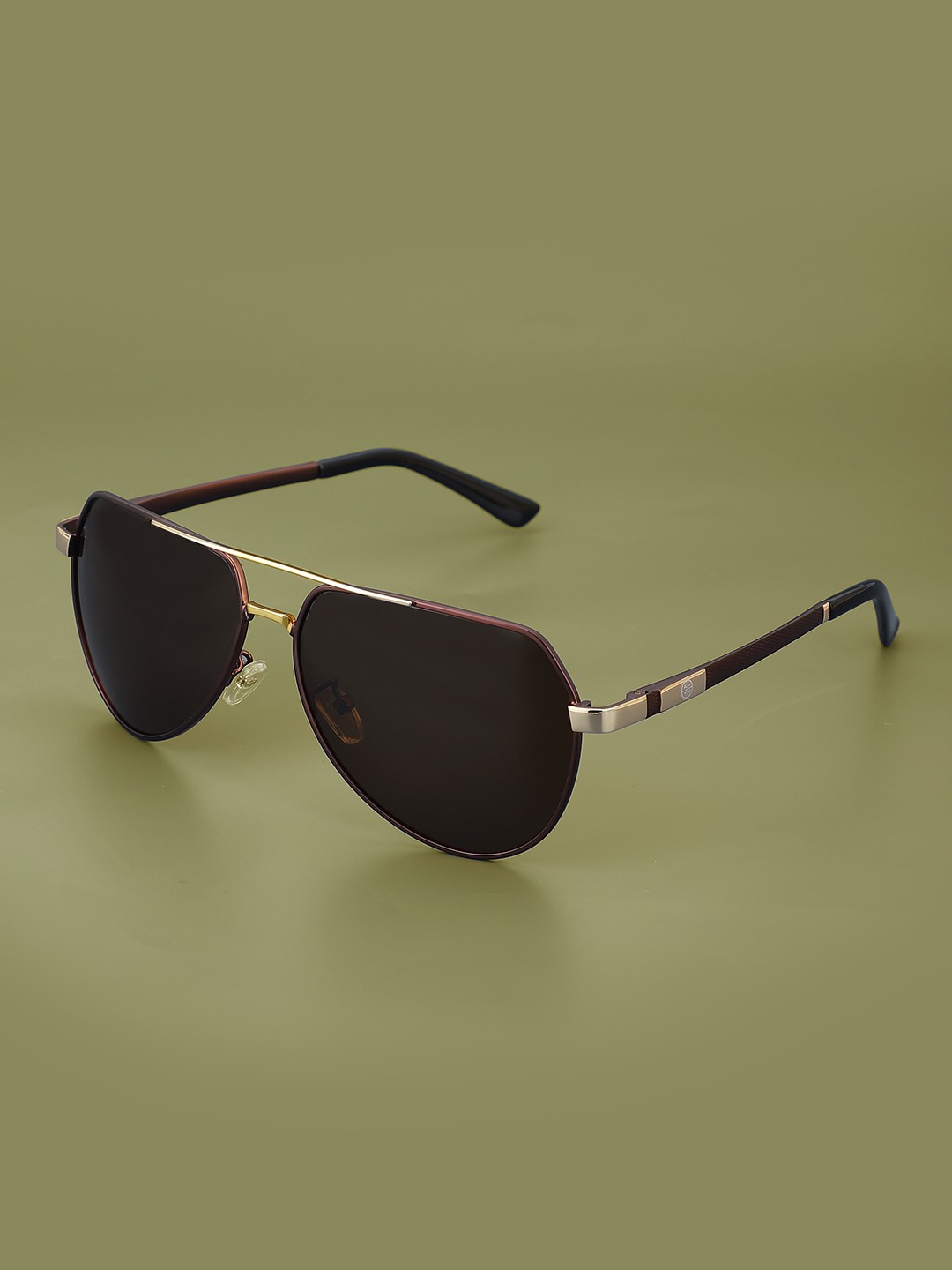 

Carlton London Premium Men Polarised & UV Protected Lens Aviator Sunglasses - CLSM120, Gold