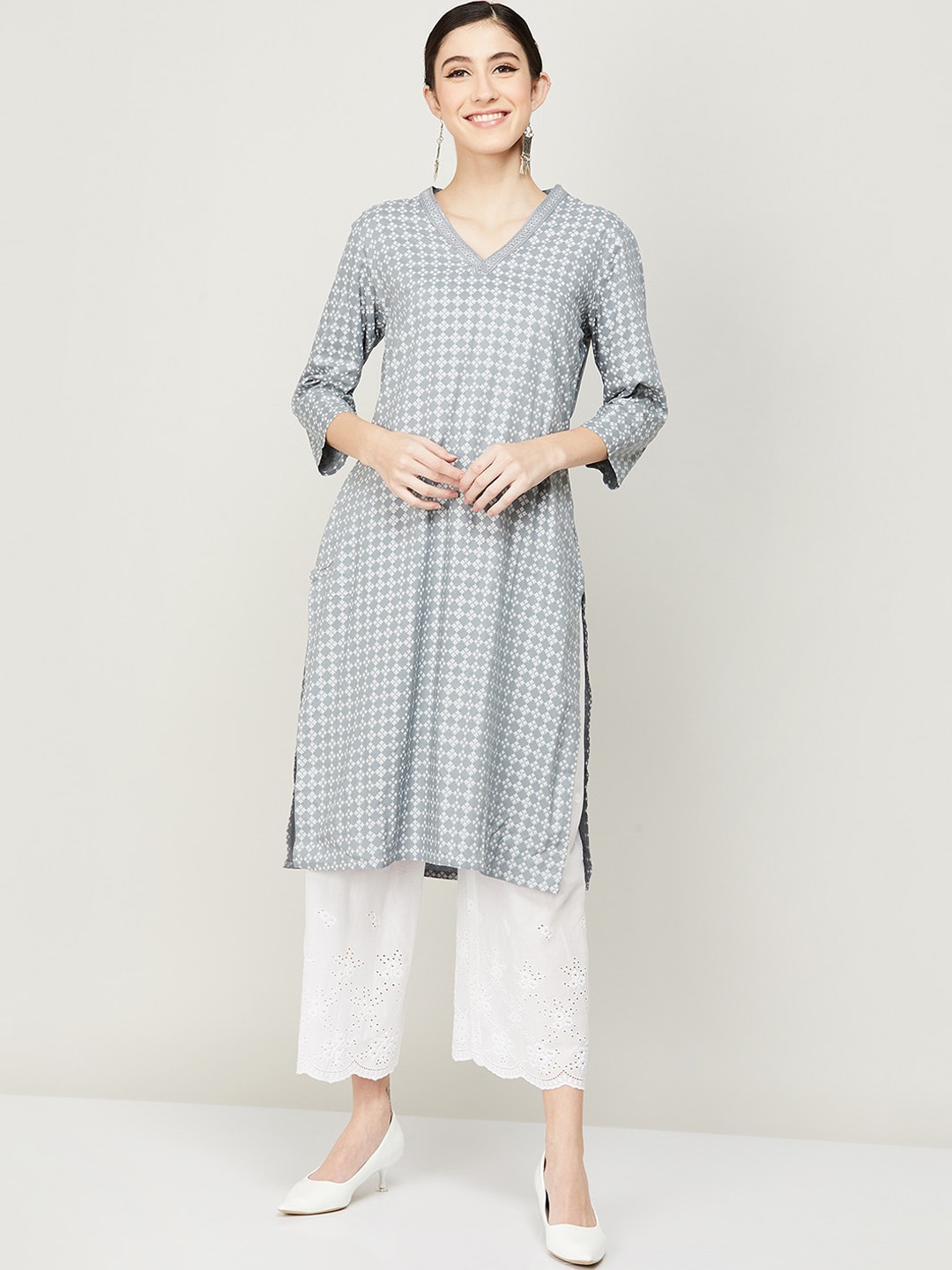 

Melange by Lifestyle Ethnic Motifs Printed Kurta, Grey