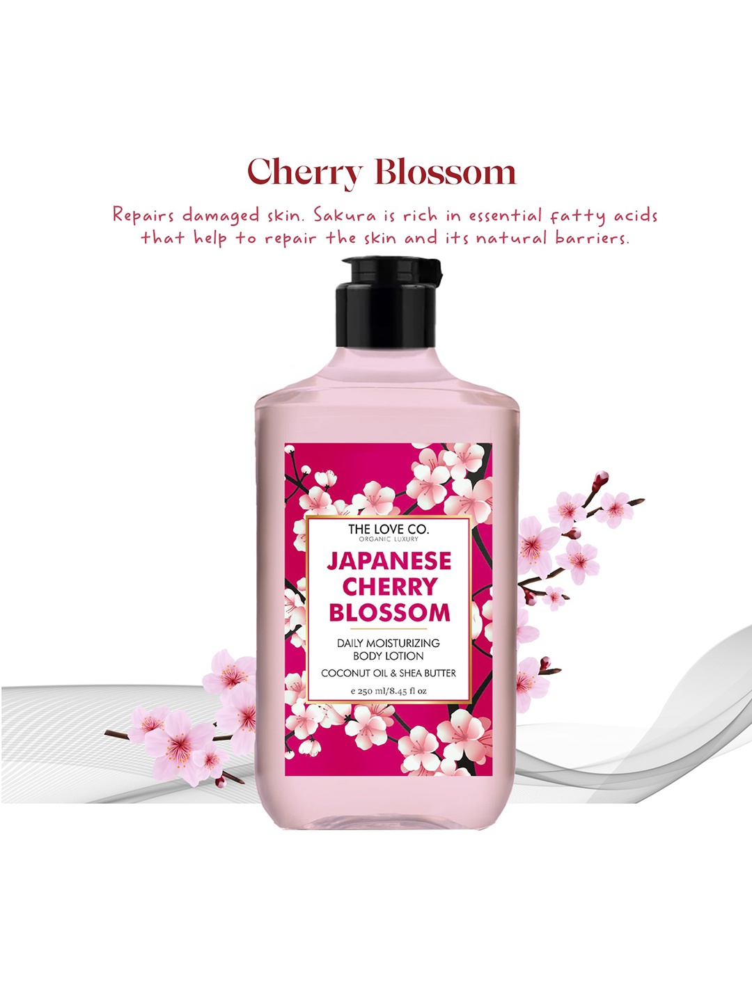 

THE LOVE CO. Organic Luxury Japanese Cherry Blossom Body Lotion - 250ml, White