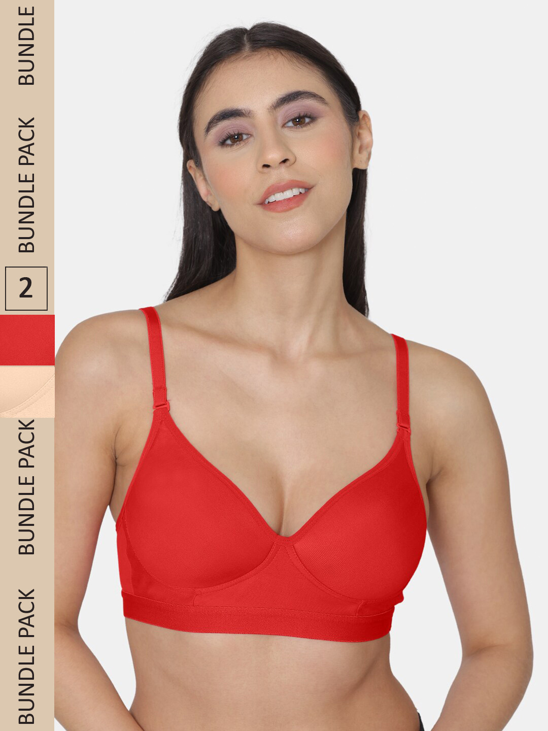 

KOMLI Pack Of 2 Lightly Padded Non Wired All Day Comfort Super Support Sports Bra, Red