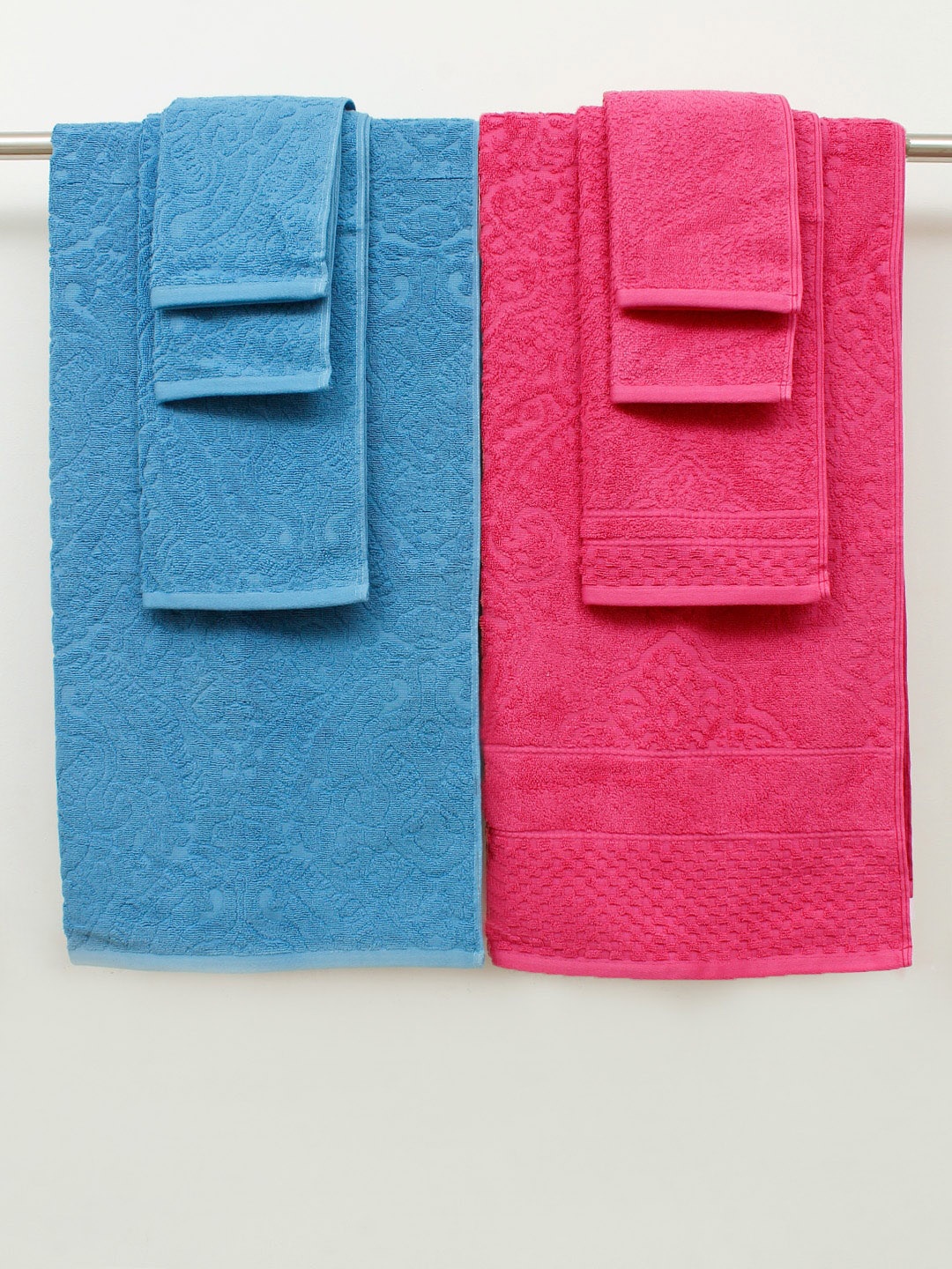 

AVI Living Dark Pink & Blue 8-Pcs 550 GSM Pure Cotton Towel Set