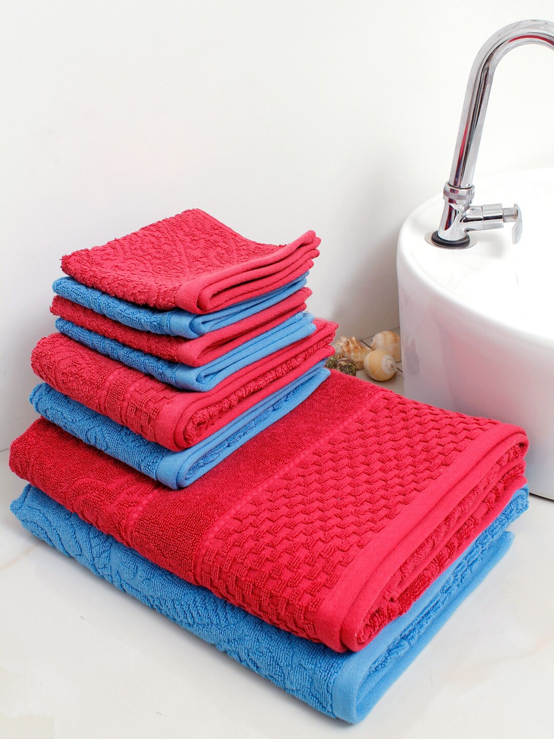 

AVI Living Pink & Blue 6-Pcs 550 GSM Pure Cotton Towel Set