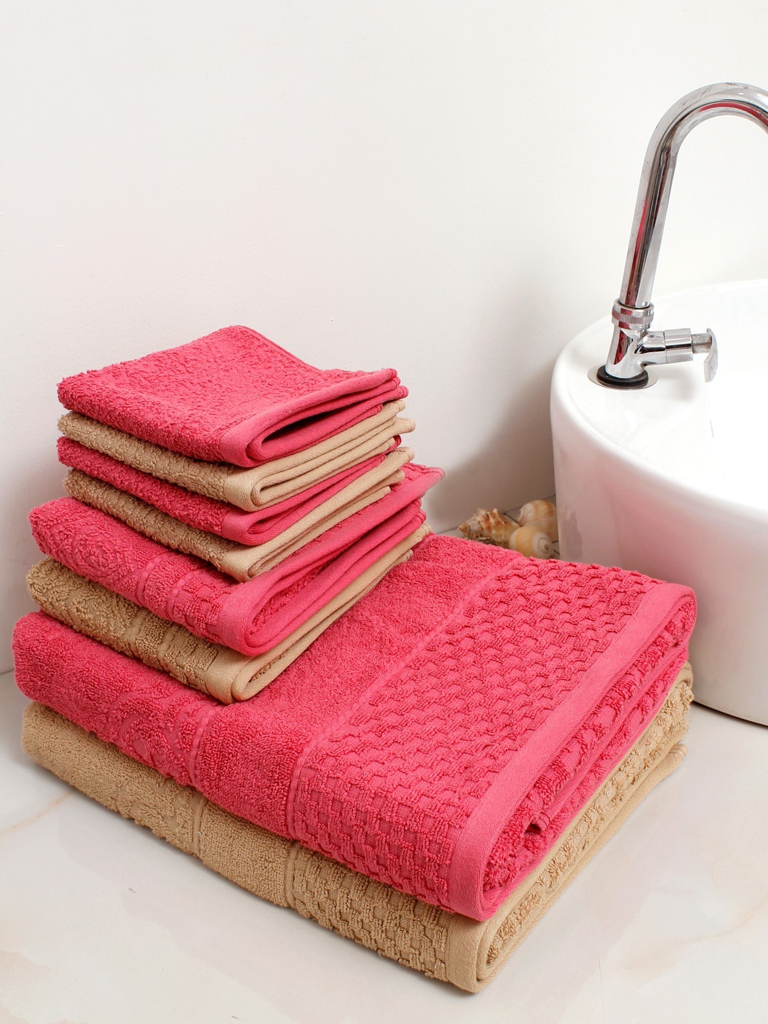 

AVI Living Beige 6-Pcs Self-Design 550 GSM Pure Cotton Towel Set