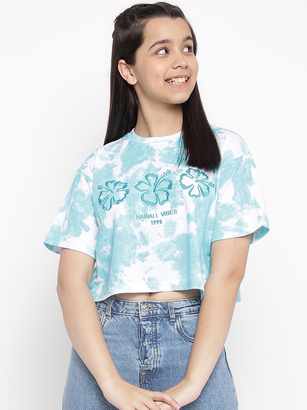 

Lil Tomatoes Tie-Dye Boxy Crop Top, Blue