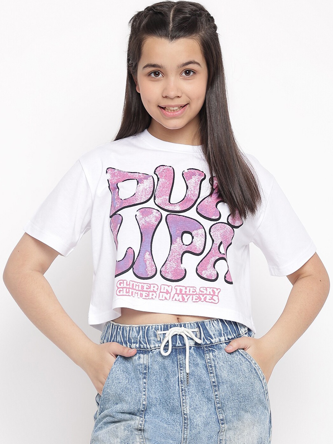 

Lil Tomatoes Girls Typography Printed Crop Top, White