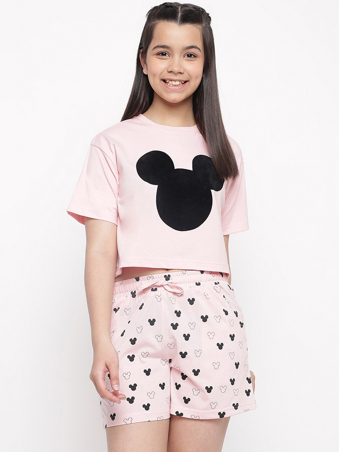 

Lil Tomatoes Girls Graphic Printed Night Suit, Pink