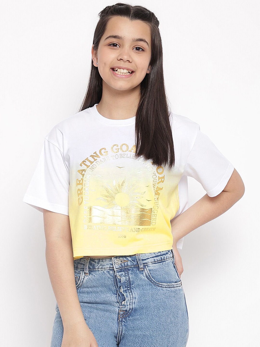 

Lil Tomatoes Typography Printed Top, Yellow