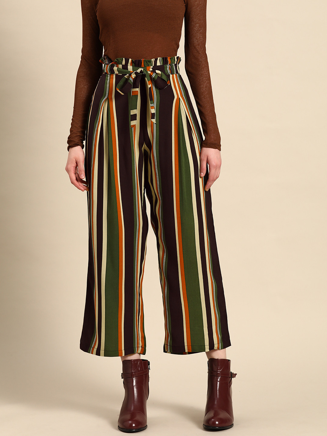 

Sangria Striped Ethnic Palazzos, Green