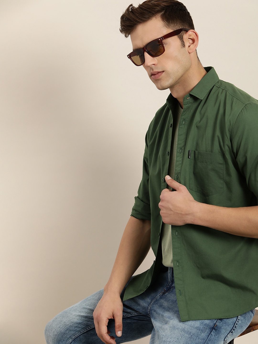 

DILLINGER Men Regular Fit Opaque Casual Shirt, Green