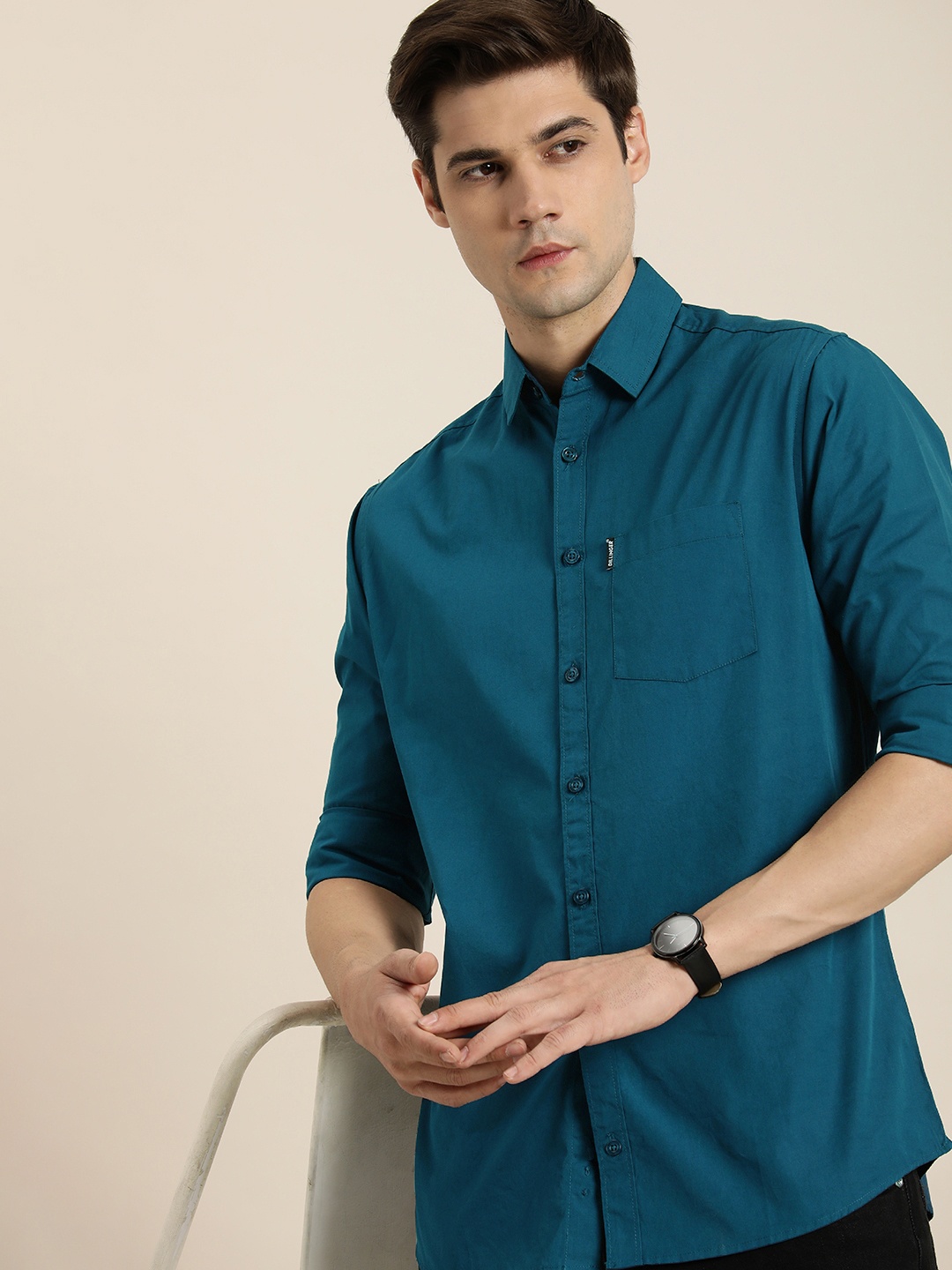 

DILLINGER Men Opaque Regular Fit Casual Shirt, Teal