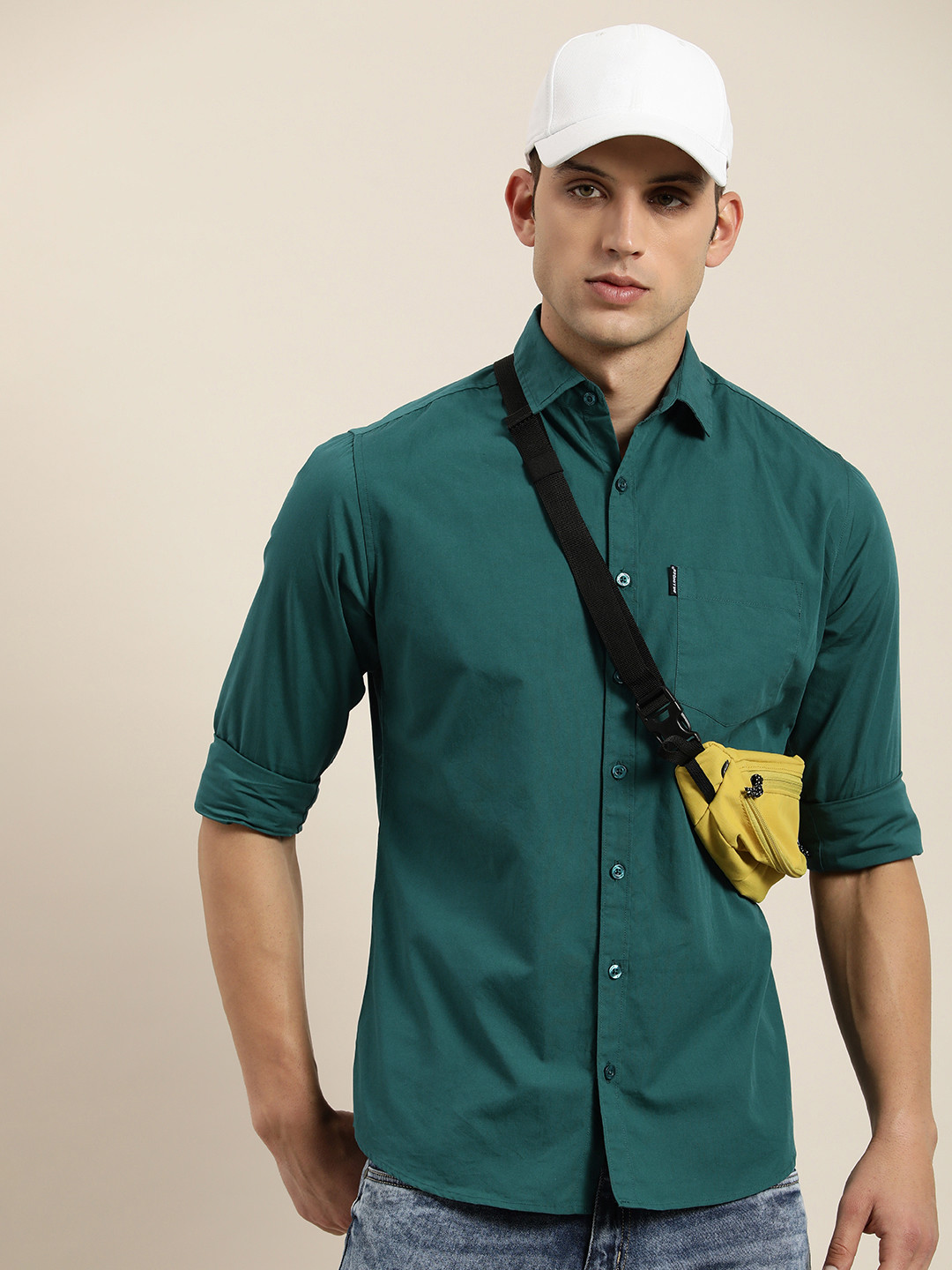 

DILLINGER Men Regular Fit Opaque Casual Shirt, Teal