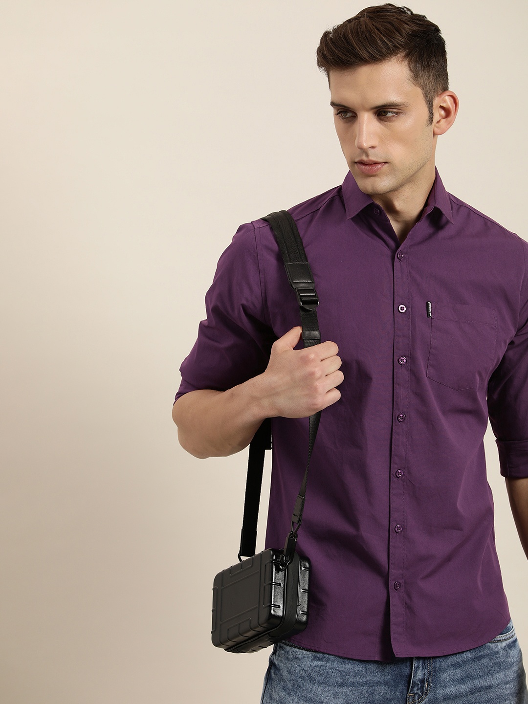

DILLINGER Men Regular Fit Opaque Casual Shirt, Purple