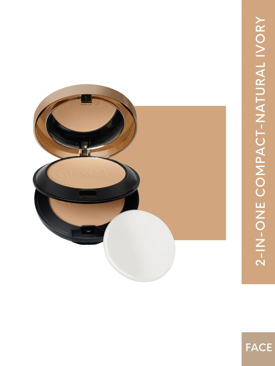 

GLAM21 HD Oil Free & Waterproof Compact Powder 20 g - Natural Ivory 01, Beige