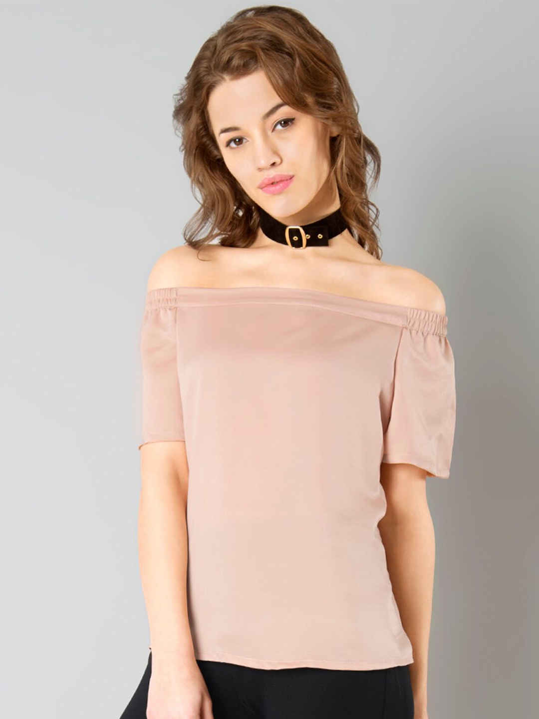 

FabAlley Off-Shoulder Bardot Top, Gold