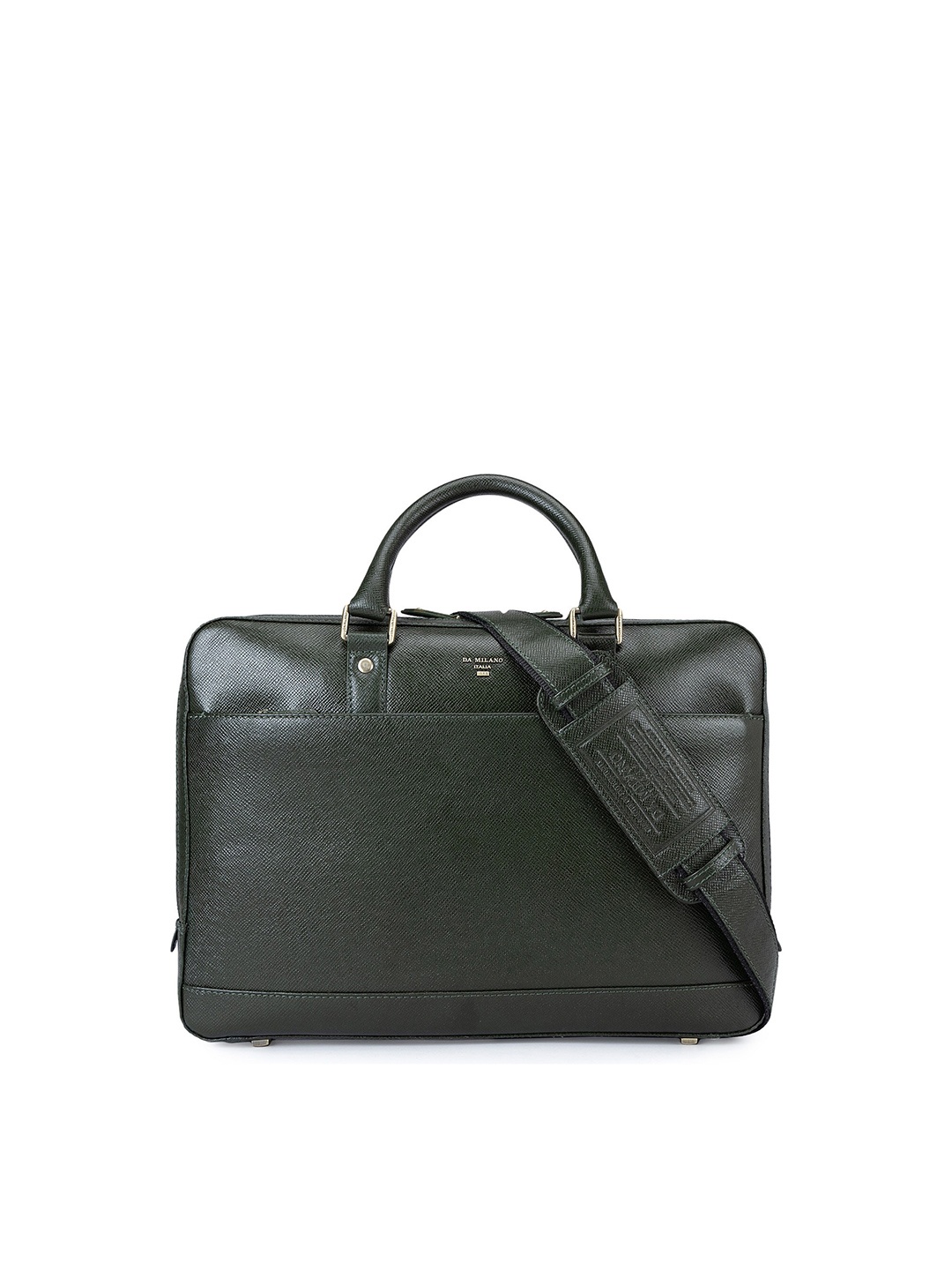 

Da Milano Women Textured Leather Laptop Bag, Green