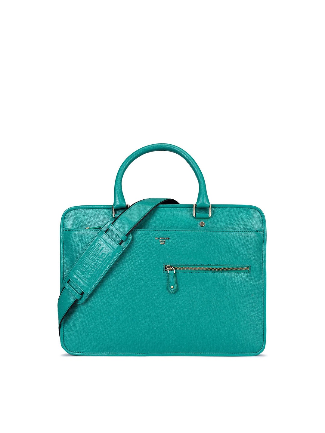 

Da Milano Women Textured Leather Laptop Bag, Green