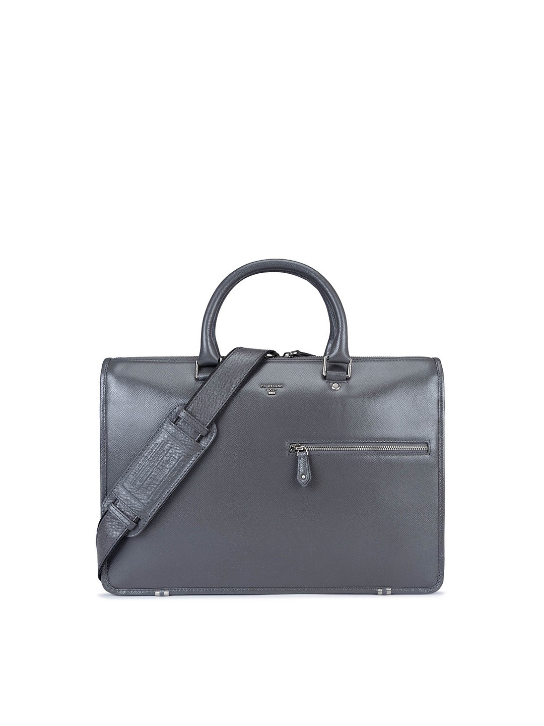 

Da Milano Women Textured Leather Laptop Bag, Grey