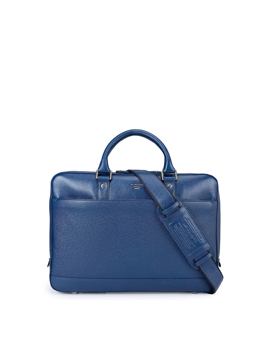 

Da Milano Women Textured Leather Laptop Bag, Blue