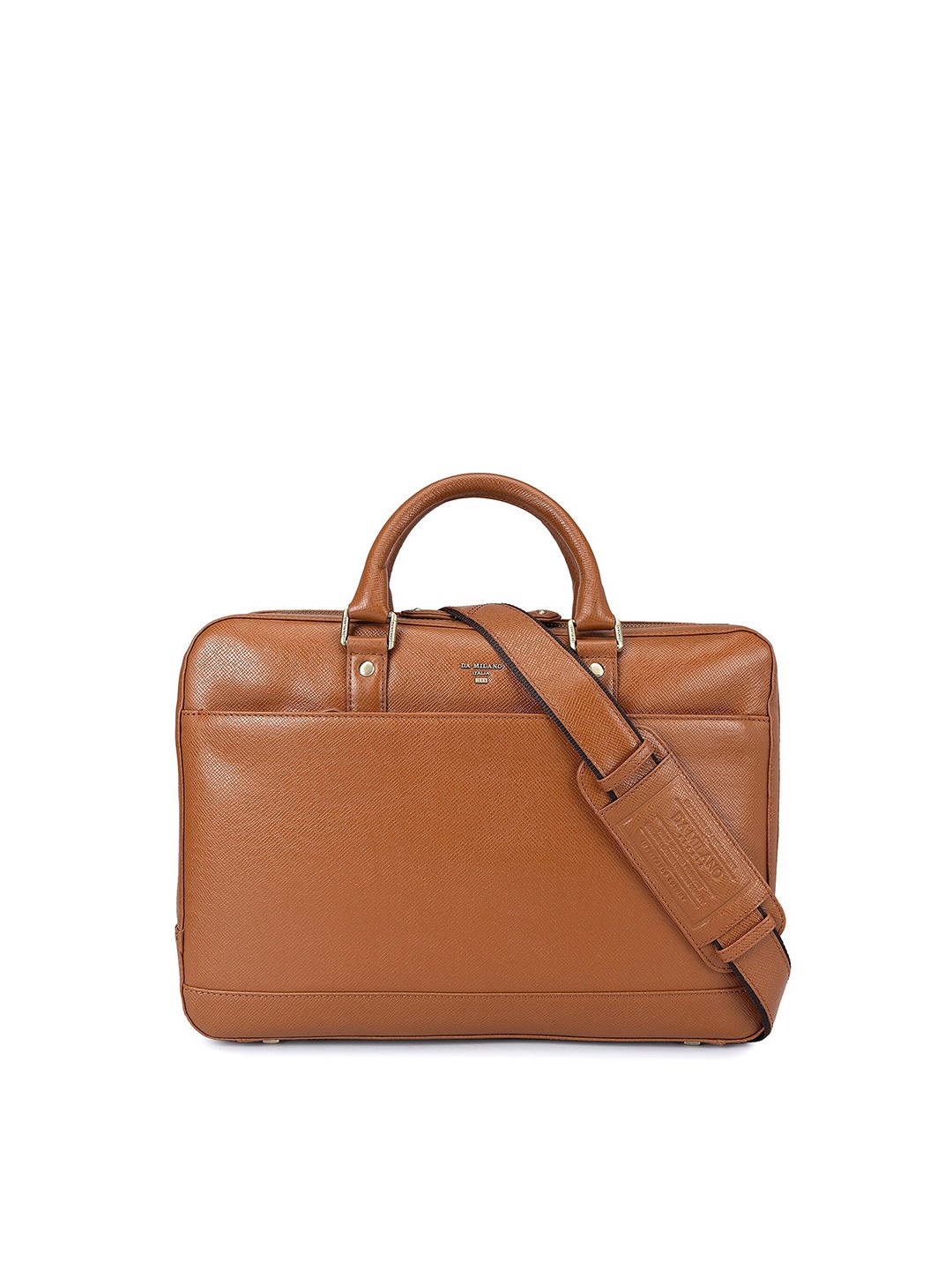 

Da Milano Women Textured Leather Laptop Bag, Brown