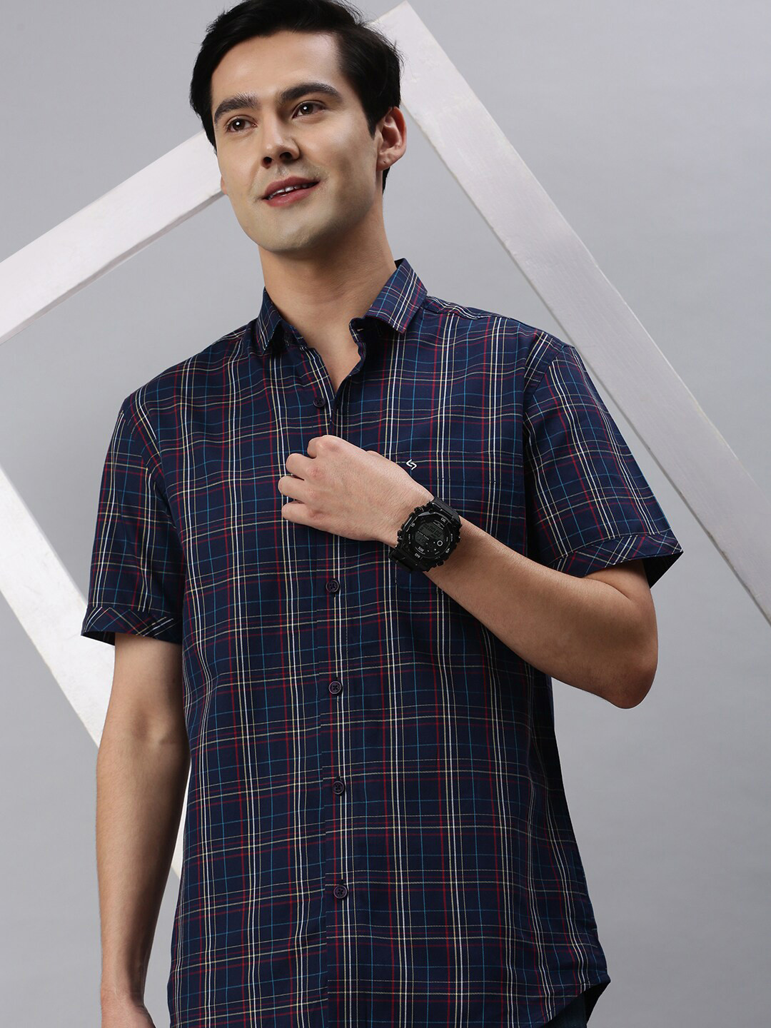 

Classic Polo Tartan Checks Cotton Casual Shirt, Navy blue