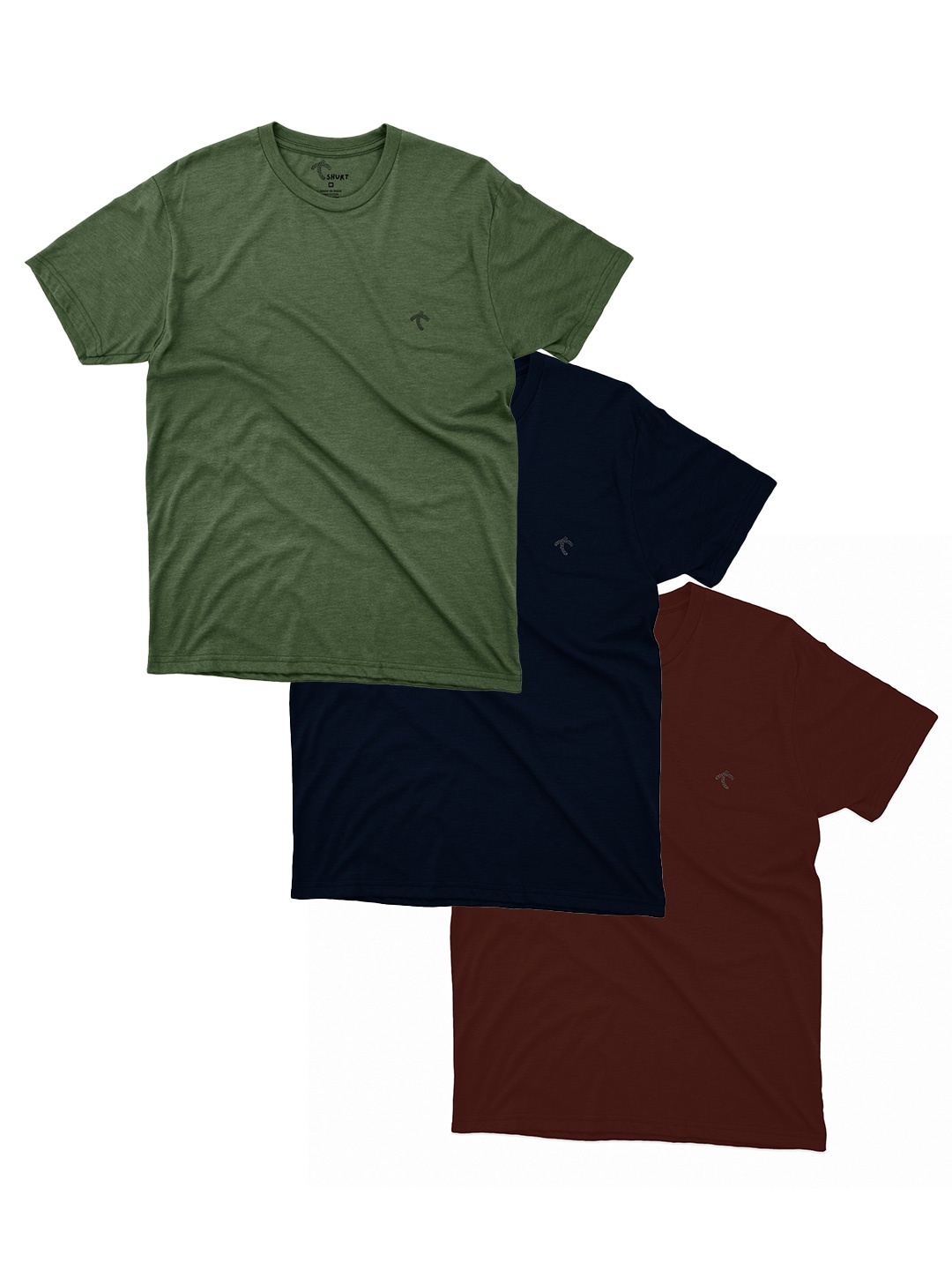 

Shurtz N Skurtz Pack of 3 Short Sleeve Round Neck Cotton T-shirt, Olive