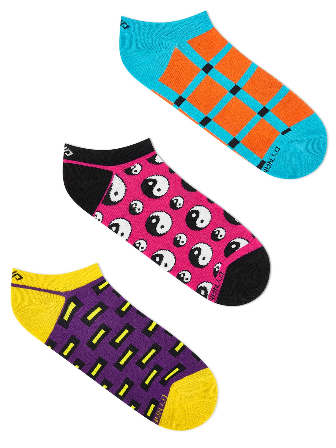 

Dynamocks Set of 3 Ankle-Length Patterned Socks, Purple