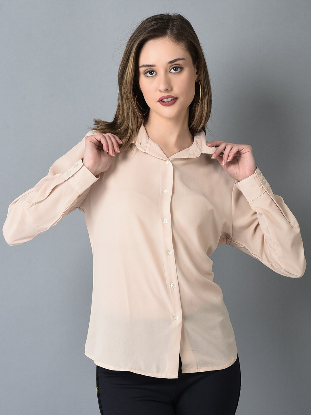 

CANOE Regular Fit Smart Casual Shirt, Beige