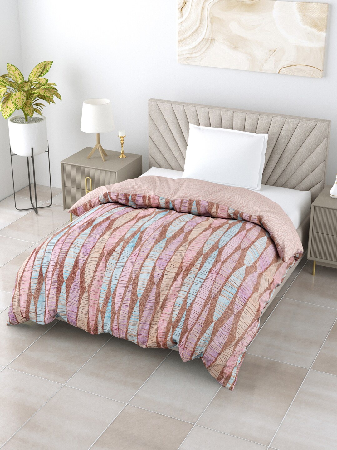 

Salona Bichona Brown & Pink Mild Winter 120 GSM Single Bed Comforter