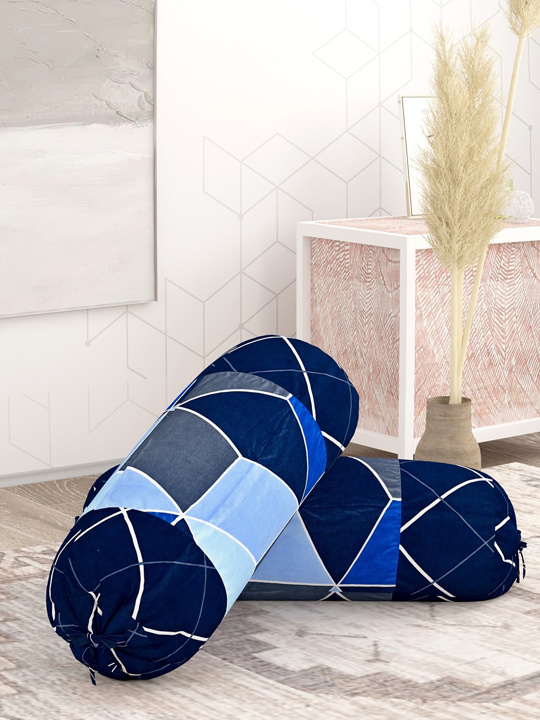 

Salona Bichona Blue & Grey 2 Pieces Printed Bolster Covers