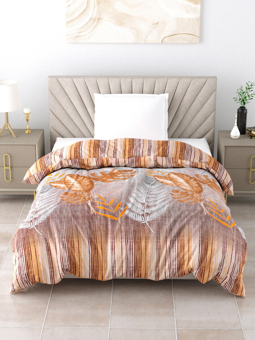 

Salona Bichona Brown & Grey Floral Mild Winter 150 GSM Single Bed Comforter