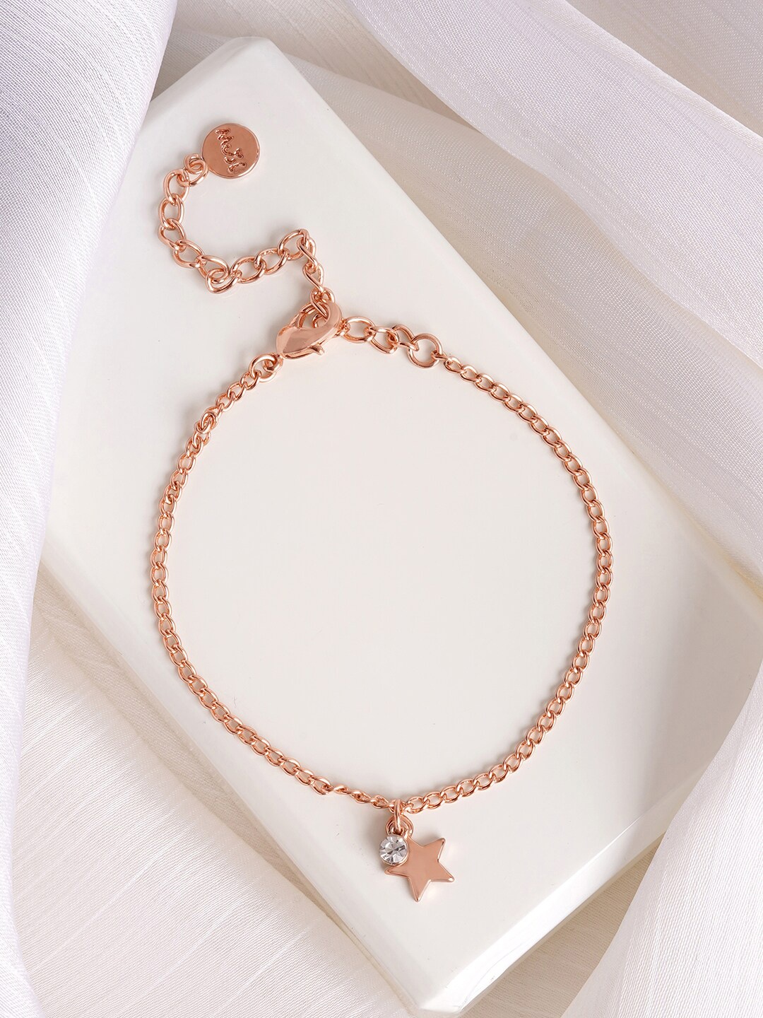 

JOKER & WITCH Rose Gold-Plated Stone Studded Star Charm Bracelet, White