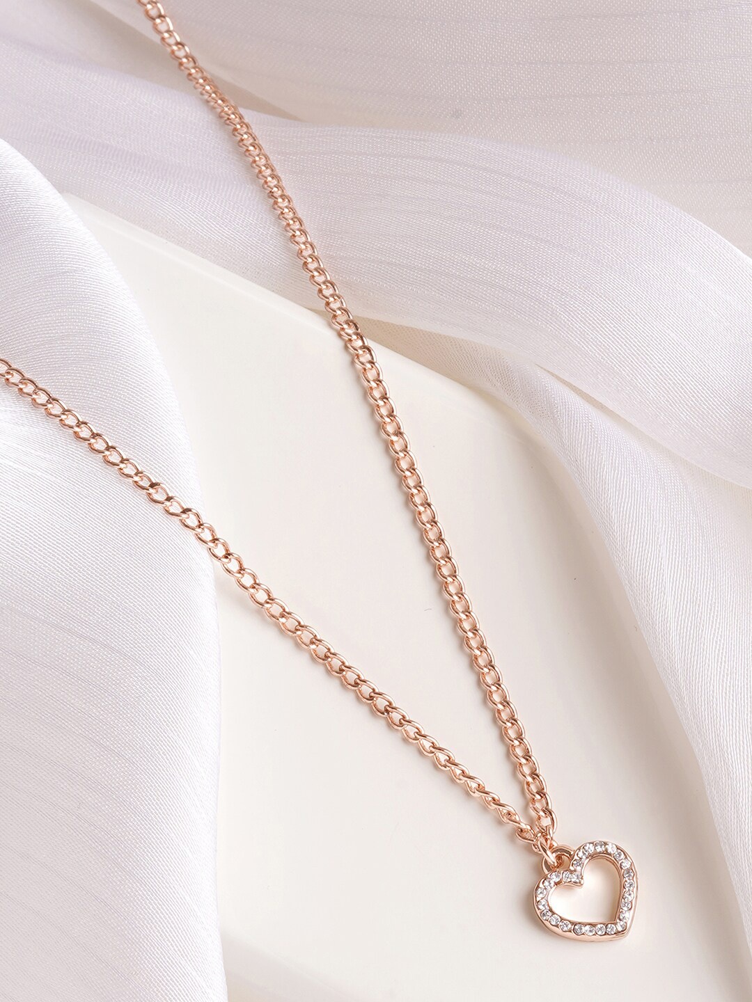 

JOKER & WITCH Rose Gold-Plated Heart Shaped Stone Studded Necklace, White