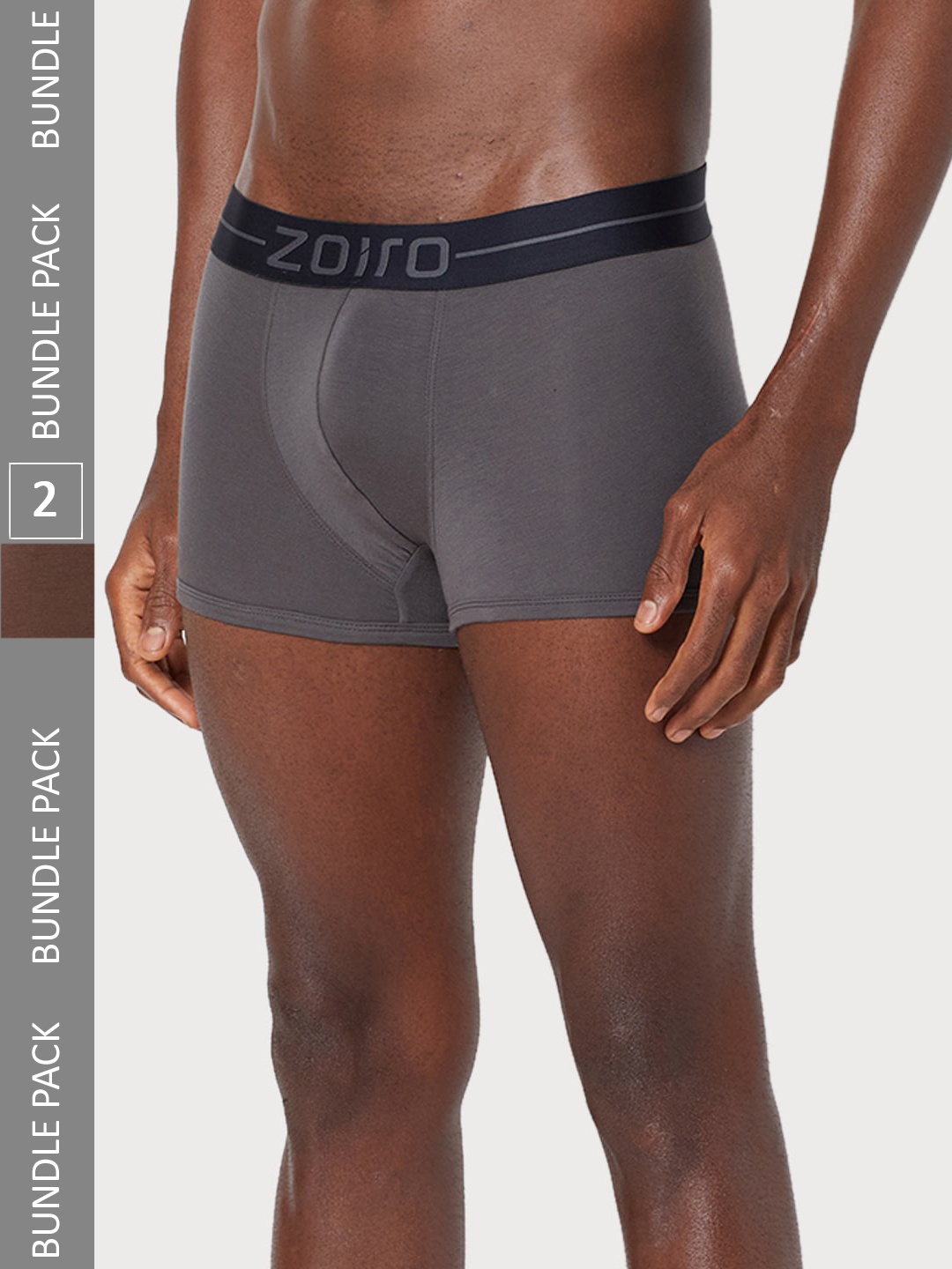 

Zoiro Men Pack Of 2 Outer Elastic Soft Feel Trunks, Brown