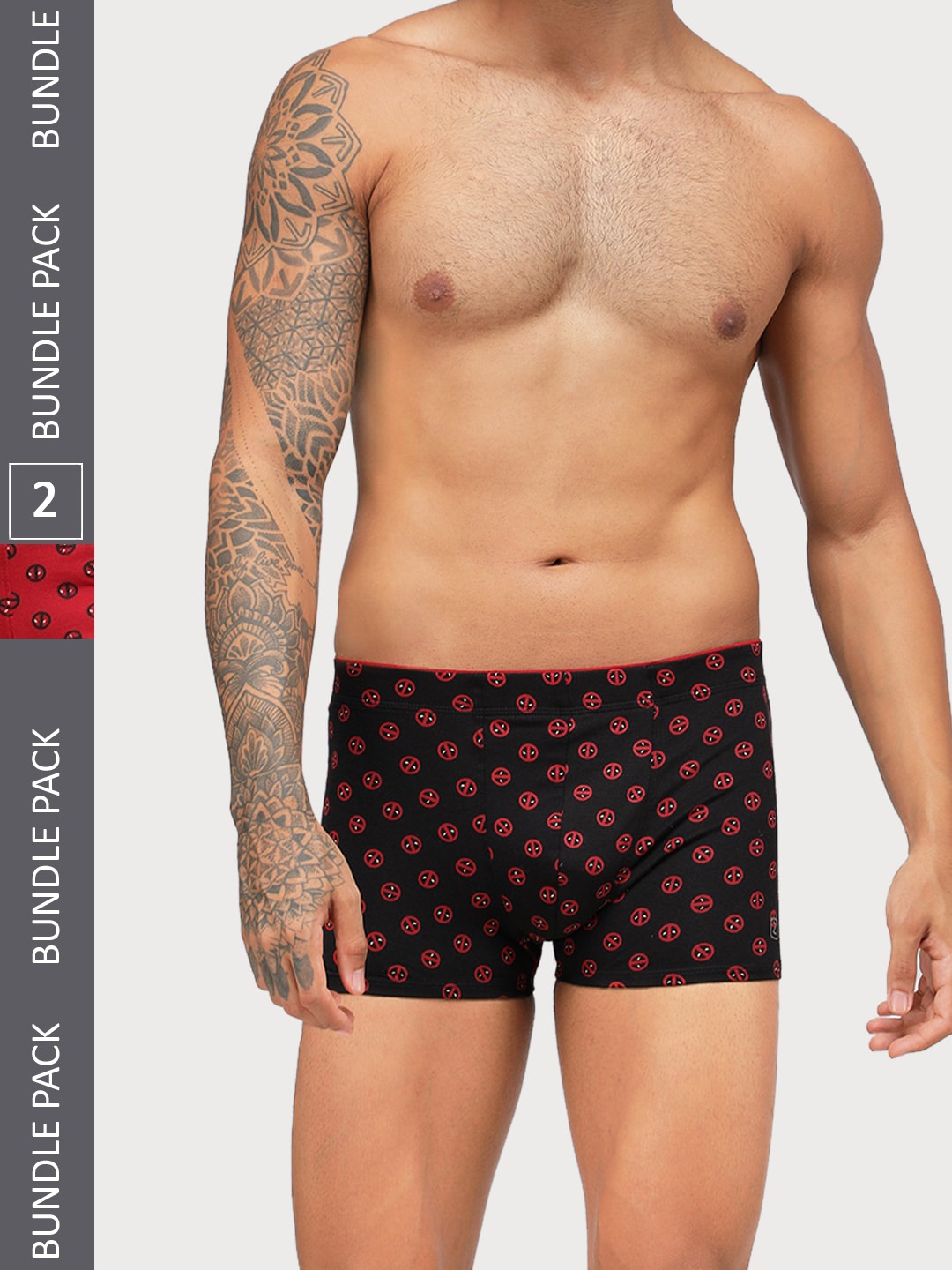 

Zoiro Pack Of 2 Printed Anti pilling Super Combed Cotton Ultra Comfort Trunks, Red