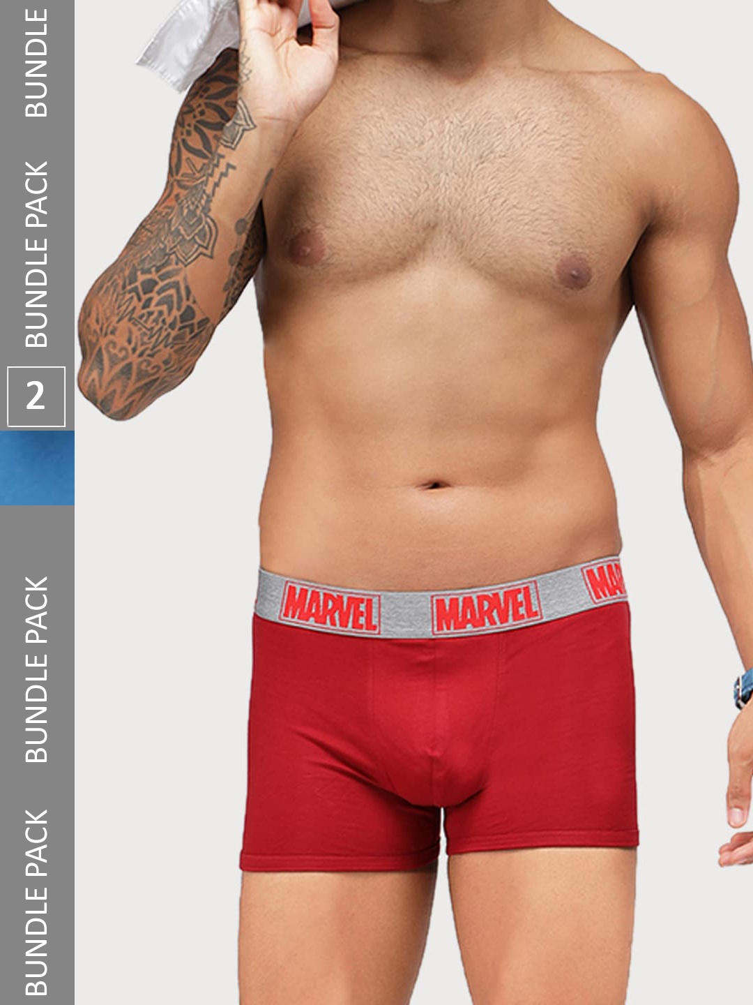 

Zoiro Pack Of 2 Marvel Printed Detail Super Combed Cotton Trunks, Red