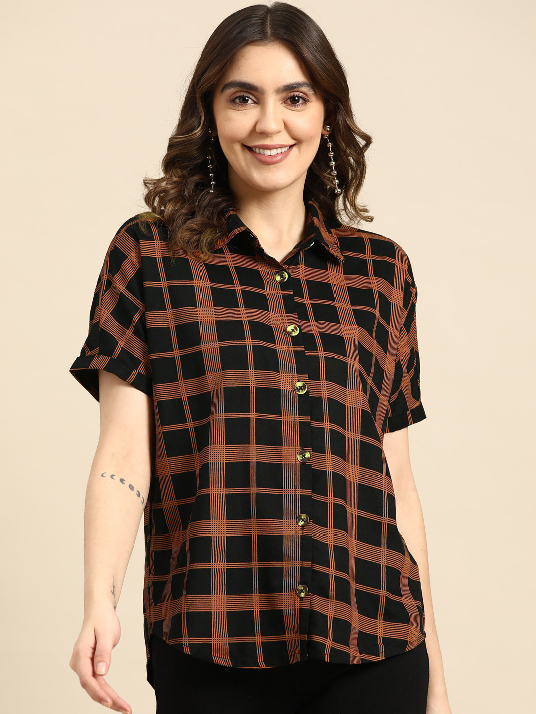 

Sangria Classic Buffalo Checks Casual Shirt, Brown