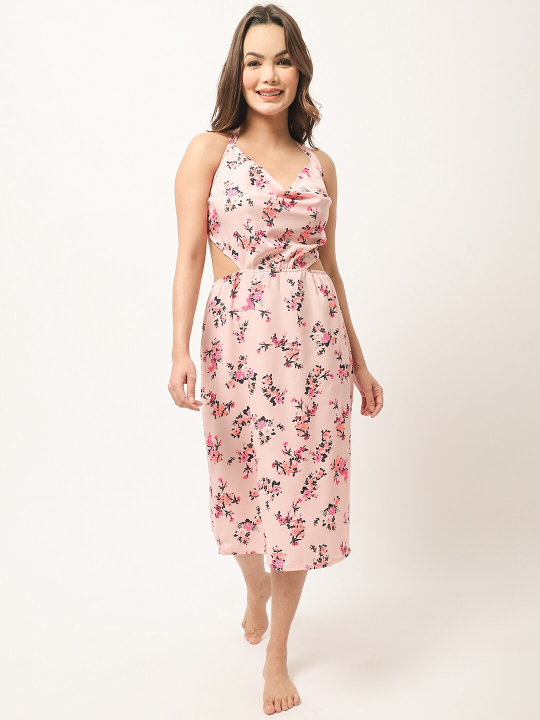 

EROTISSCH Floral Printed Beachwear Dress, Pink