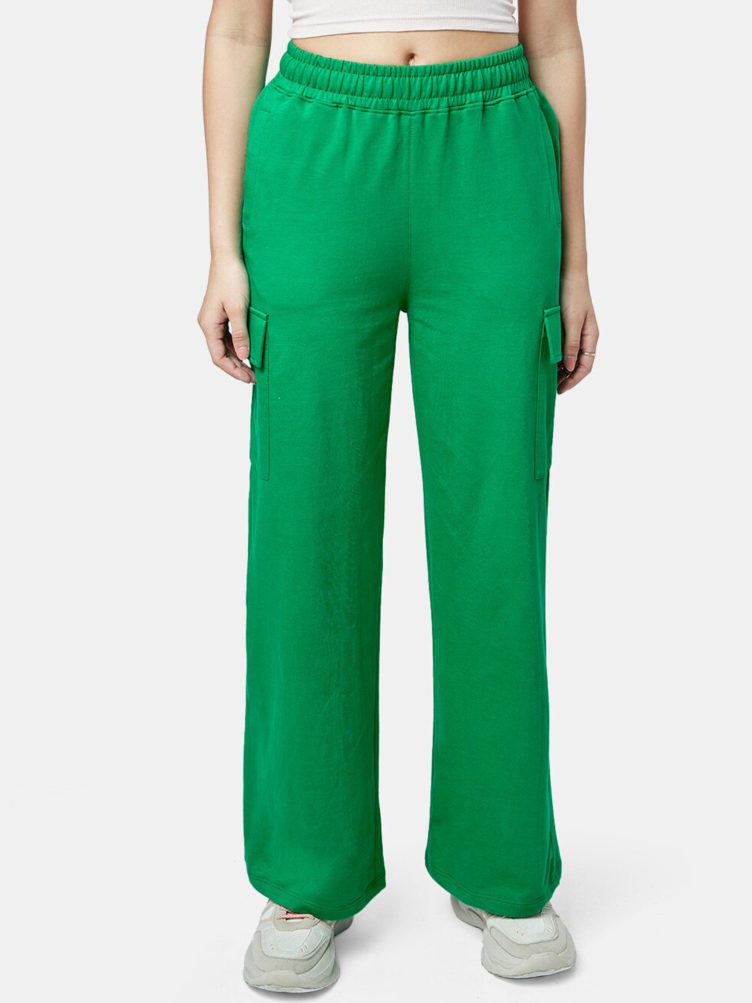 

The Souled Store Women Straight-Fit Mid-Rise Trousers, Green