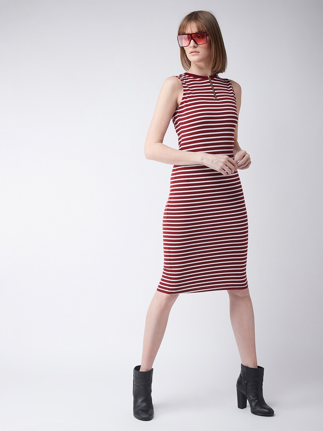 

Miss Chase Striped Bodycon Dress, Maroon